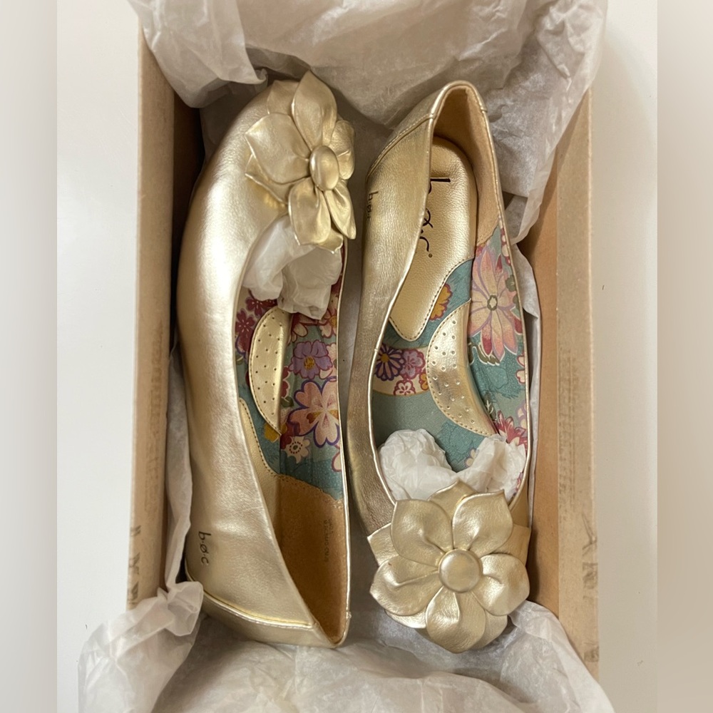 Born Concept Gold Floral Leeza Ballet Flats
